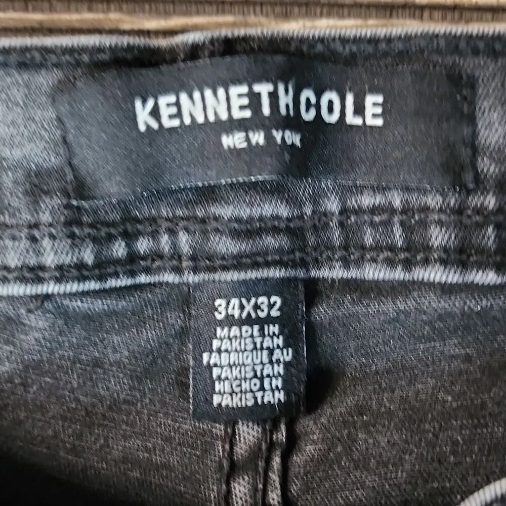 Kenneth Cole New York Men's Slim Fit Gray Denim Jeans Medium Wash Stretch